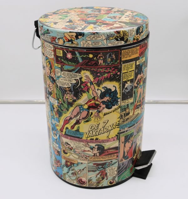 pedal dustbin with comics